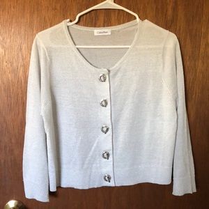 Calvin Klein Silver 3/4 Sleeve Cardigan